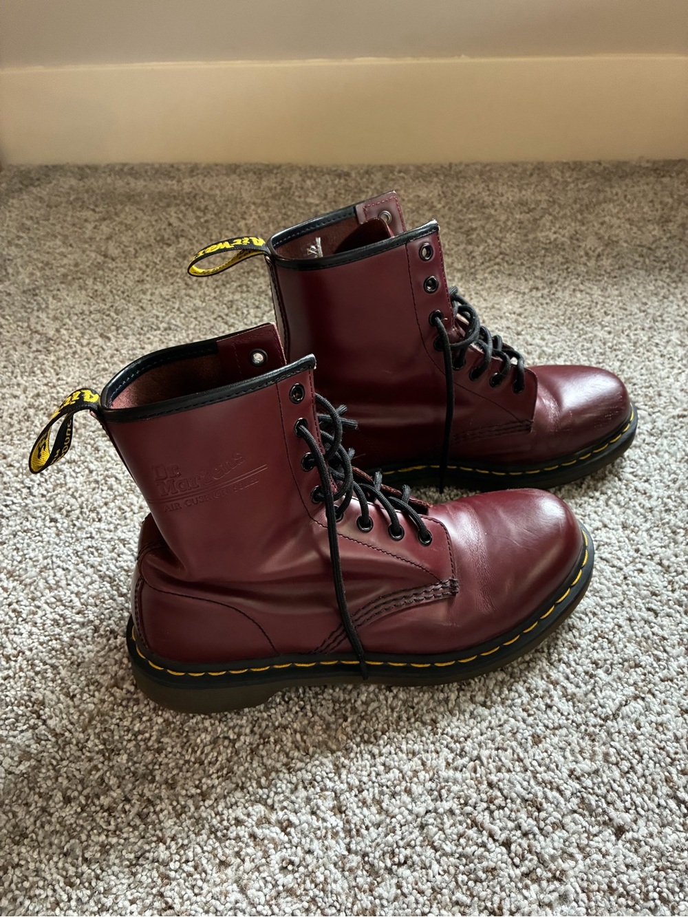 Dr. Martens Lace Up Boots Combat Maroon Red Women’s Size 9